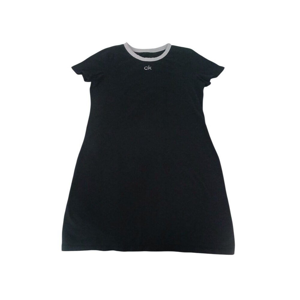 Calvin Klein Logo Ringer Mini Dress | Black & White Medium